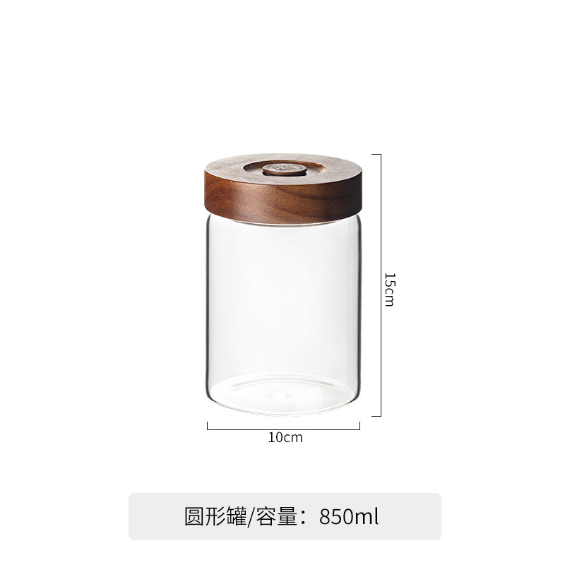 自动排气方形螺纹相思木盖泡酒瓶高硼硅玻璃罐储物罐密封玻璃罐|undefined