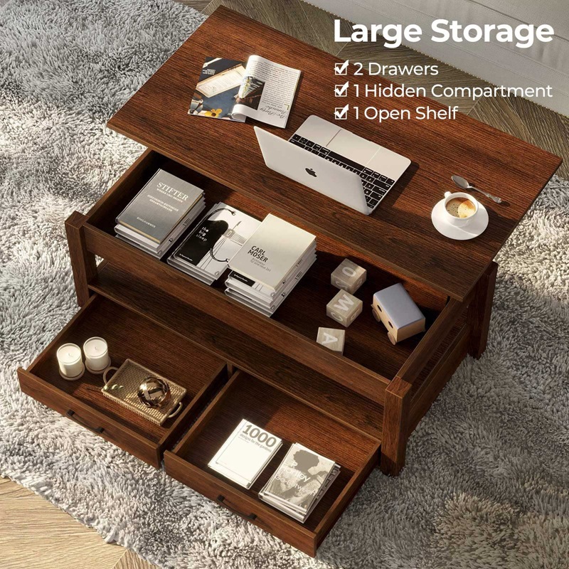 Mesa de café multifuncional de doble uso pequeño apartamento simple luz estilo de lujo sala de estar hogar creativo plegable mesa de café de elevación