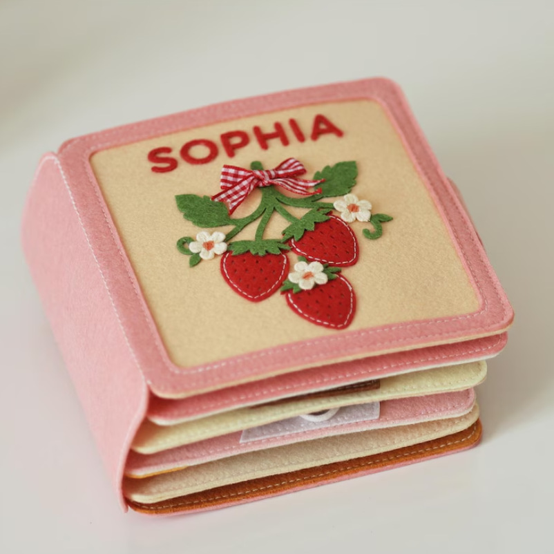 Bebé hecho a mano en felt libro tranquilo libro de los sentidos ocupado libro suave Montessori inspirado juguete de viaje