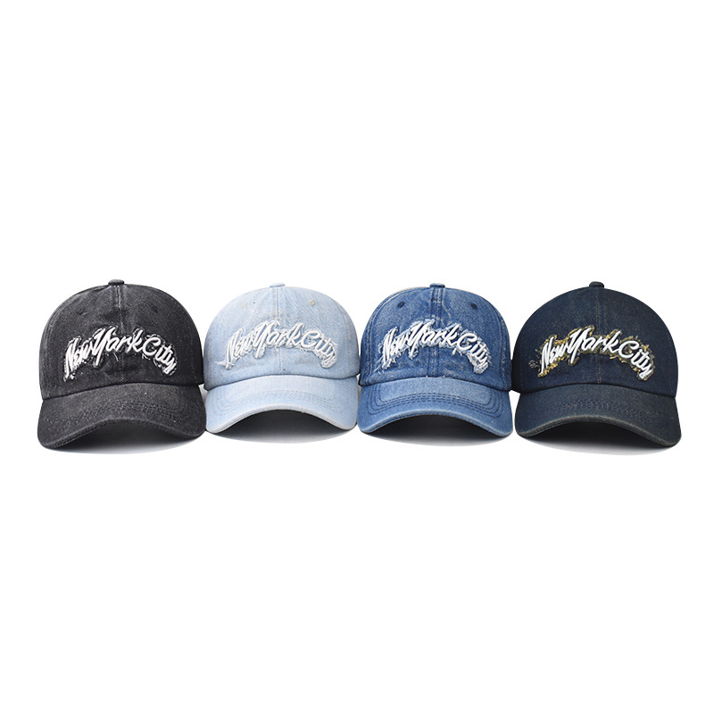 Lavados coreanos para hacer viejas letras bordadas sombreras de béisbol de la ciudad de Nueva York personalidad masculina y femenina sombrera de lengua de pato image 4