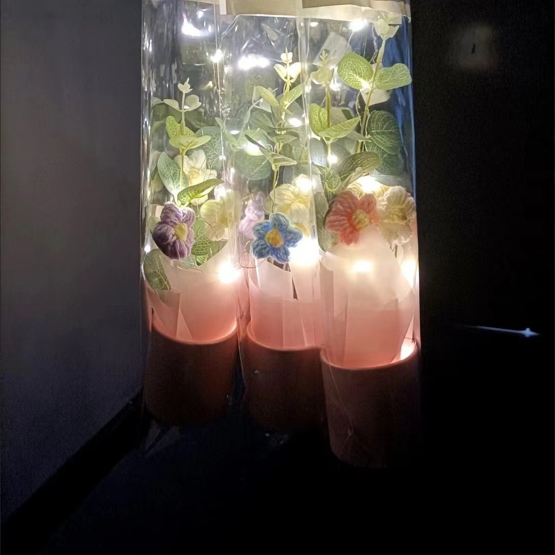 Día del Maestro regalo de flores de peluche, flores de regalo de cumpleaños, flores de tejido a mano, flores de regalo de la escuela