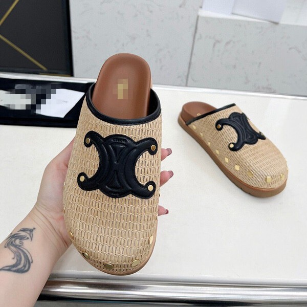 Rivet Birkenstock Shoes Genuine Leather Fashion Gold Nail Half Drag Summer Thick Sole Round Toe Casual Flats Shoes Flat Shoes Rivet Birkenstock Shoes Genuine Leather Fashion Gold Nail Half Drag Summer Thick Sole Round Toe Casual Flats Shoes Flat Shoes