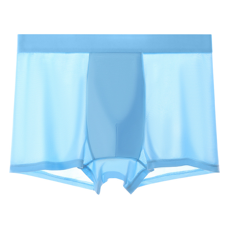 Calzoncillos de seda de hielo de verano calzoncillos boxer de seda de hielo para hombres cabeza entrepierna antibacteriana color sólido cuatro esquinas pantalones cortos para niños nuevos para hombres