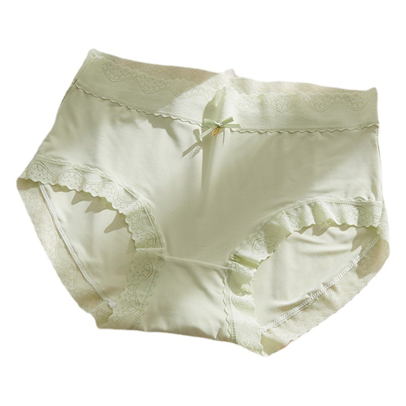Nueva ropa interior de mujer de seda de hielo sin costuras calzoncillos transpirables de algodón de cintura media ropa interior de niña transpirable sedosa ultrafina