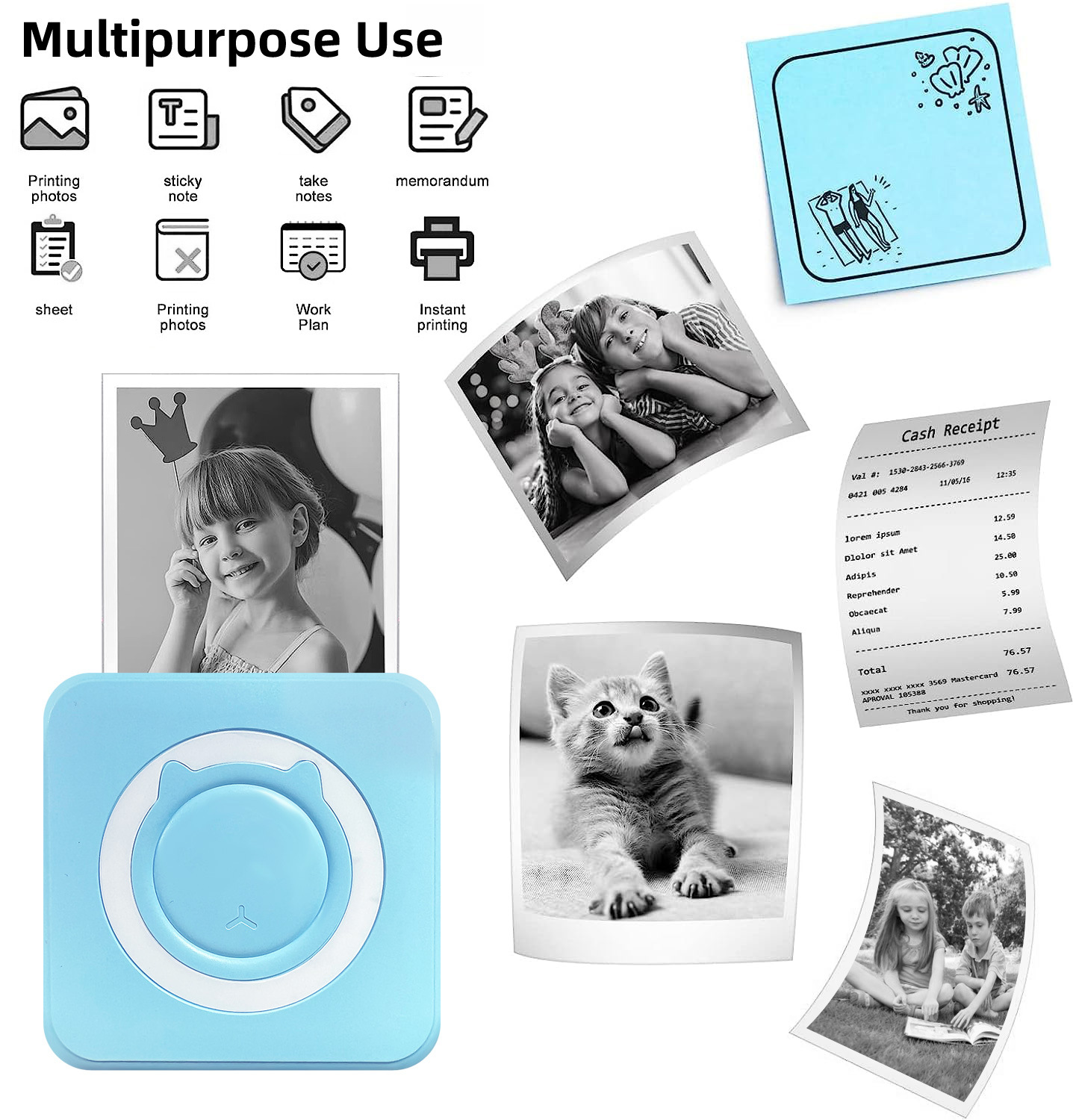 New Pocket Mini Printer Student Error Correction Printer Bluetooth Photo Document Label Thermal Printer