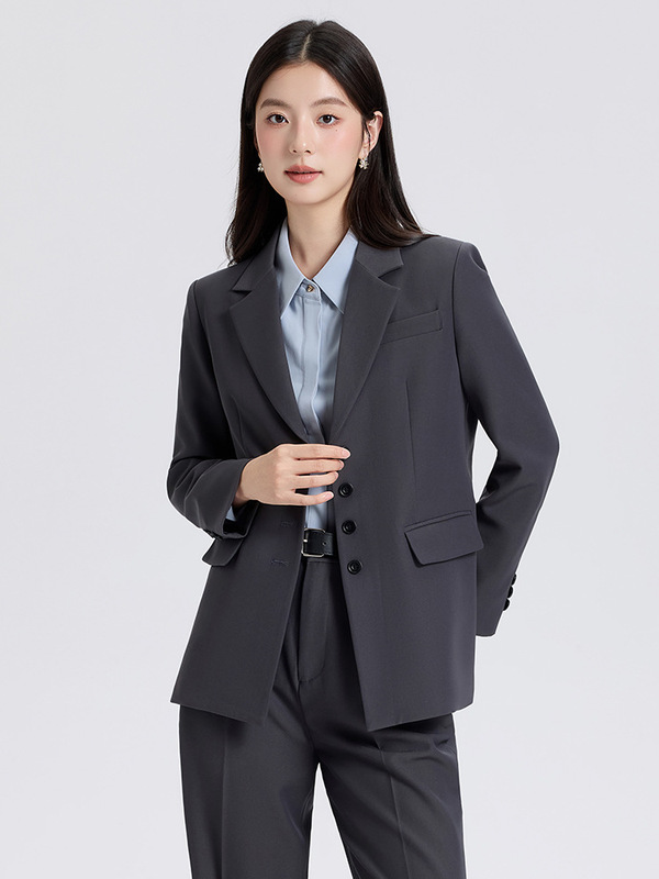 灰色西装外套女职业正装2025新款春秋季小个子大学生面试西服套装|undefined