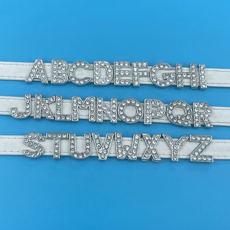 [8mm 10mm alloy rhinestone letters] DIY jewelry wrist bracelet key chain accessories handmade