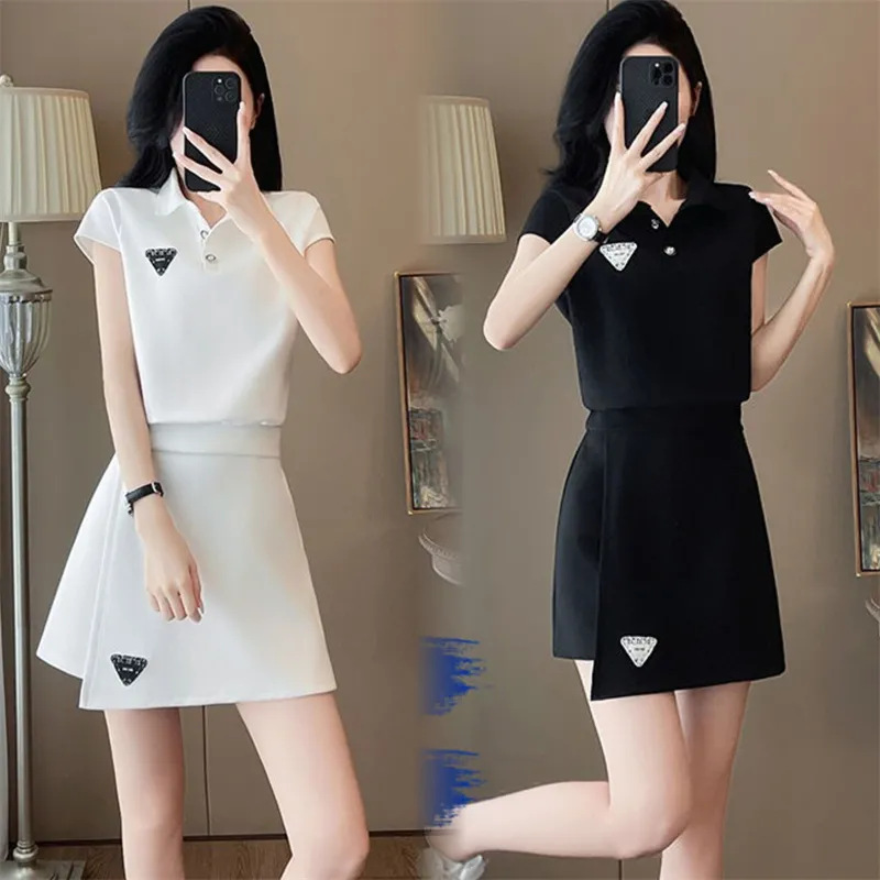 한국 스타일의 여름옷과 나이를 줄여주는 캐주얼 스포츠 슈트, 새로운 스타일의 작은 반팔 반바지와 스커트 투피스 세트