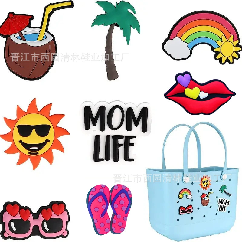 Пляжная подвеска в виде мультфильма, аксессуар для сумки, радужные очки с солнечной батареей