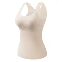 Tilah Thermal Vest Бесшовный женский облегающий осень-зима с фиксированной подкладкой для груди, износостойкая Базовая рубашка с бюстгальтером, внутреннее нижнее белье