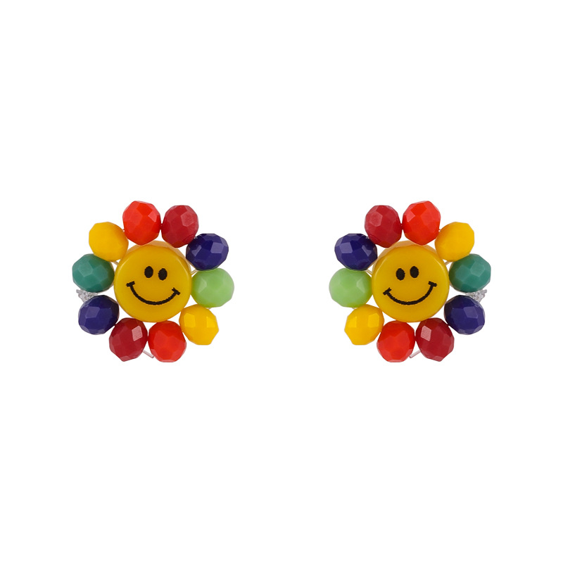 exquisite crystal sun flower smiley face earringspicture7