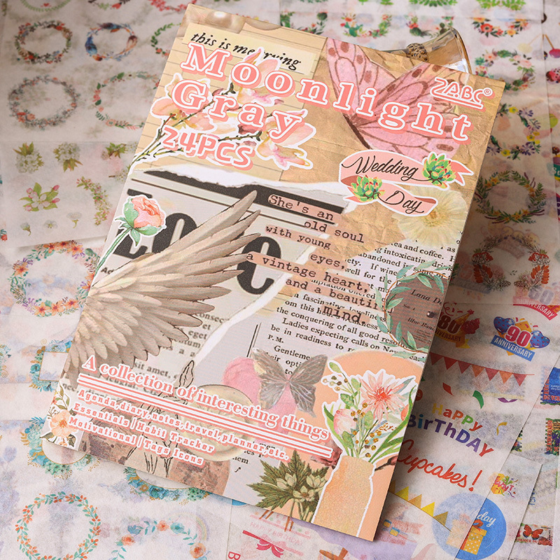 Colección de diversión Serie Este libro de pegatinas retro creativo Diy material de decoración de cuentas a mano Collage Escenografía Etiqueta engomada de cuentas a mano