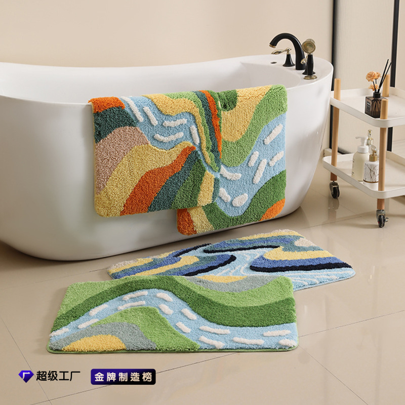 Terraced Mountains and Rivers Carpet Amazon Cross-Border Water-Absorbent Bathroom Non-Slip Mat Flocked Bathroom Entrance Carpet Terraced Mountains and Rivers Carpet Amazon Cross-Border Water-Absorbent Bathroom Non-Slip Mat Flocked Bathroom Entrance Carpet