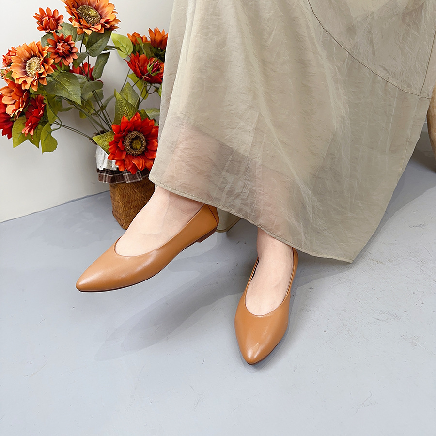 Solid color low casual shoes pointed-toe low-cut