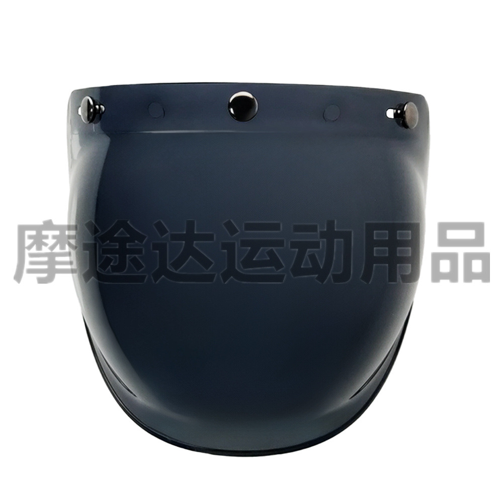 Retro Motorcycle Helmet Lens with Curved Surface, Three-Button Bubble Mirror, Multi-Color Windproof and Uv Protection Shield