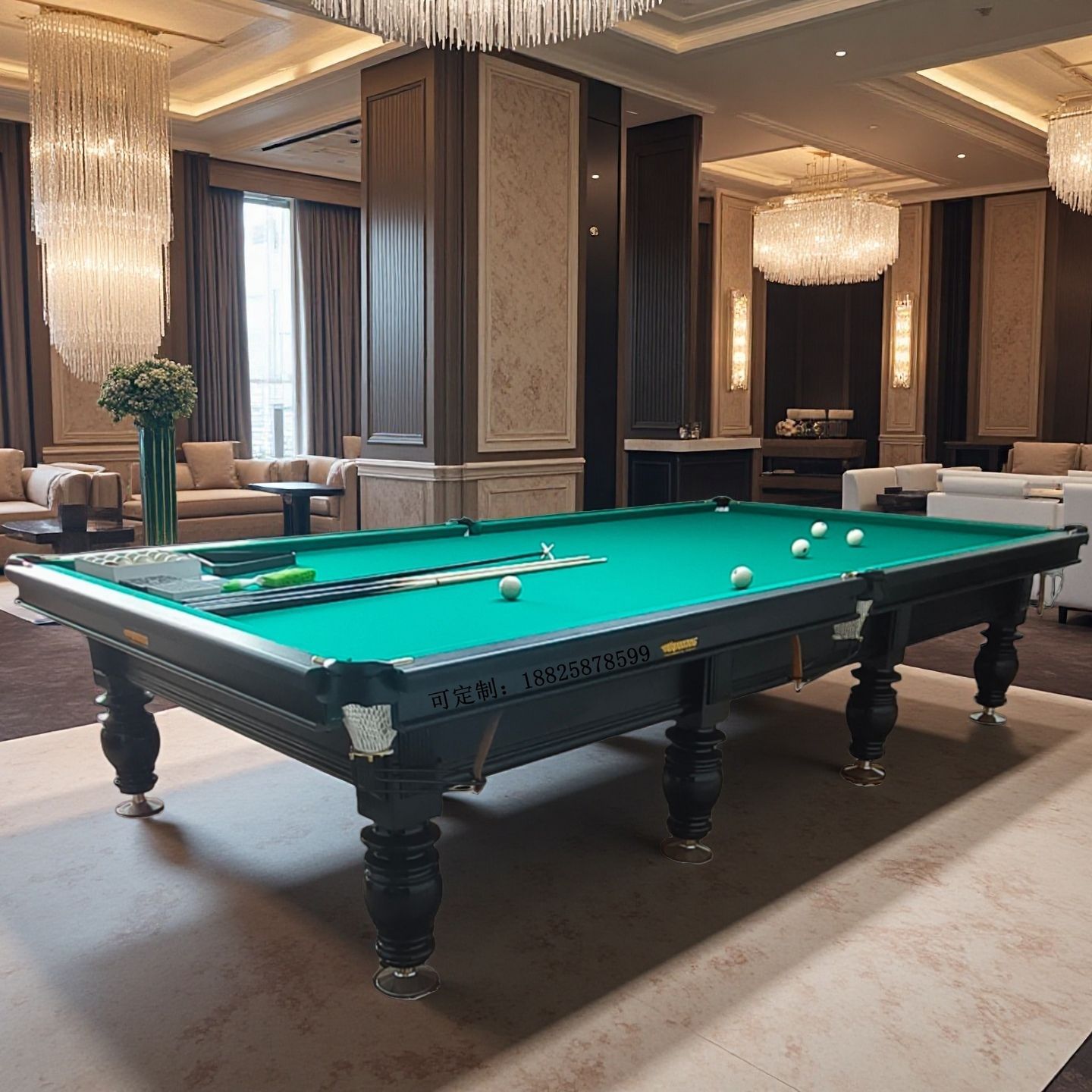Russian-style billiard table, home and commercial use, marble, standard type, Chinese-style black eight billiard table.