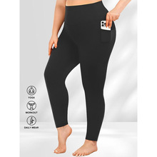 Y 53873 Dual pocket plus size high waist yoga pants ˫��ڴ�