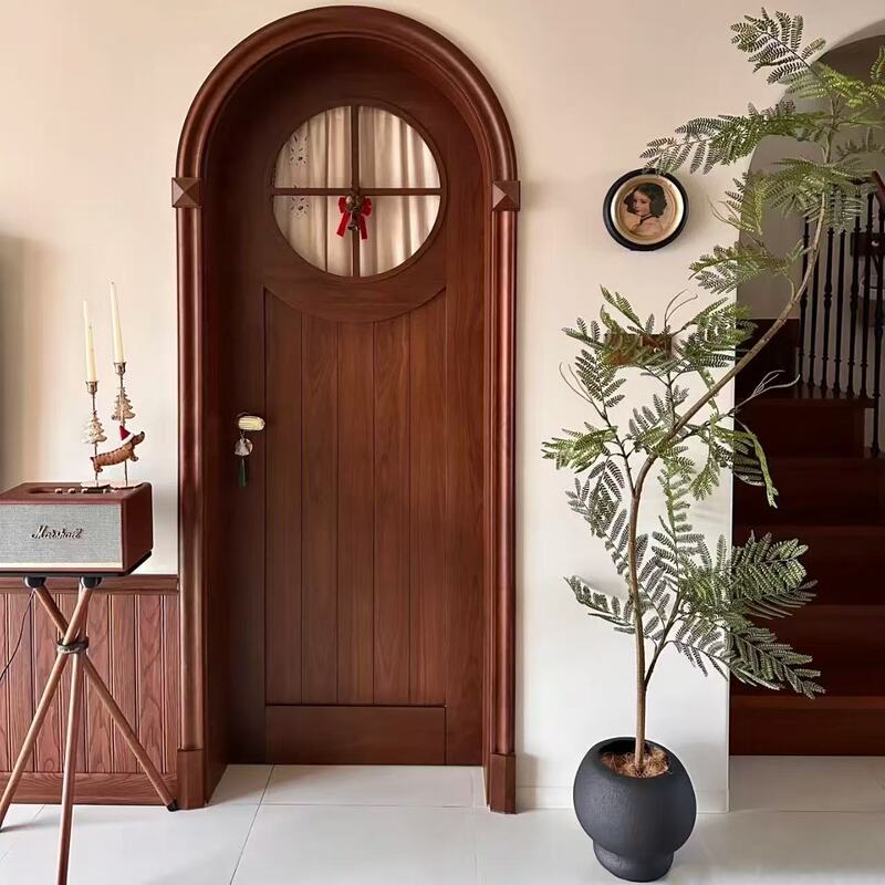 Retro old elm wood door hotel decoration door coffee shop do old atmosphere arched door