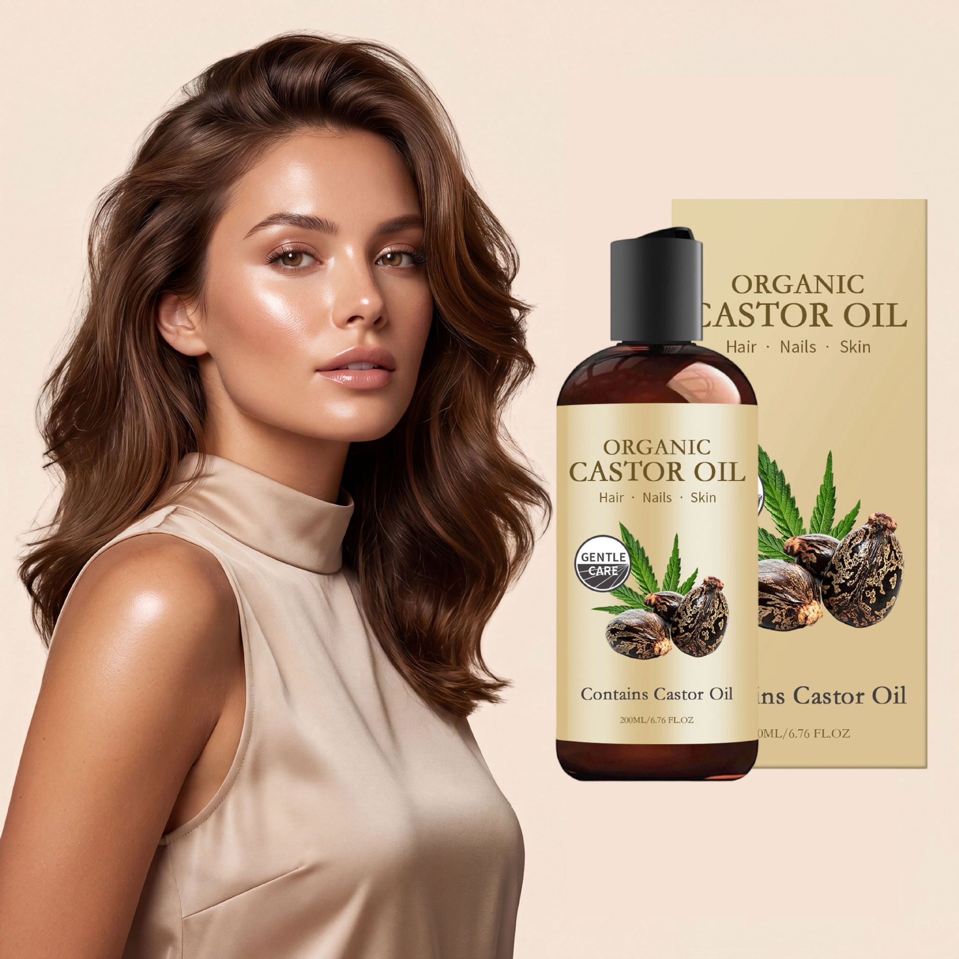 Body Care Castor Oil, Skin Care, Skin Moisturizing, Hydrating, Even Skin Tone, Soft and Smooth Skin Texture, Easy to Absorb