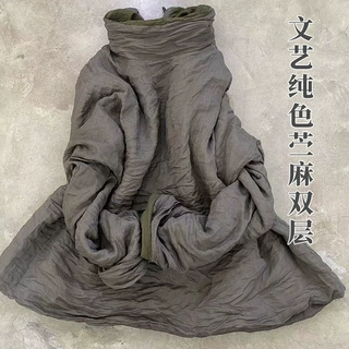 24/11 SN106 文艺纯色苎麻双层加棉高领薄棉打底衫佛系民族风素雅