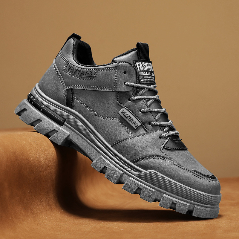 Zapatos de hombre otoño-invierno 2024 nuevo tipo de ropa de trabajo para hombres ocio versátil cuero antideslizante desgaste zapatos de montaña de suela gruesa