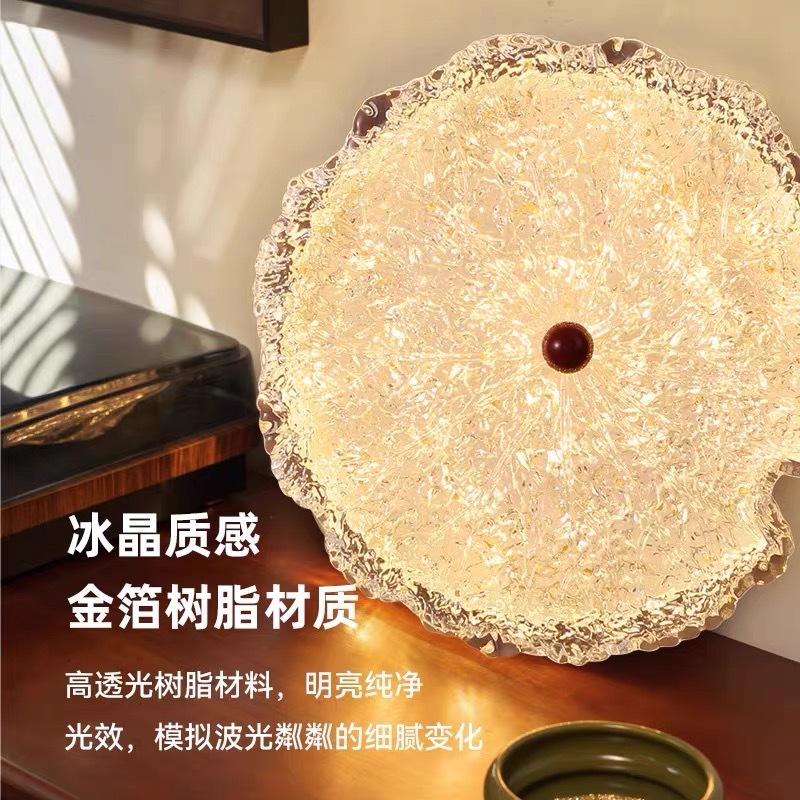 Lámpara de techo de dormitorio francés de hoja de loto de hoja de oro