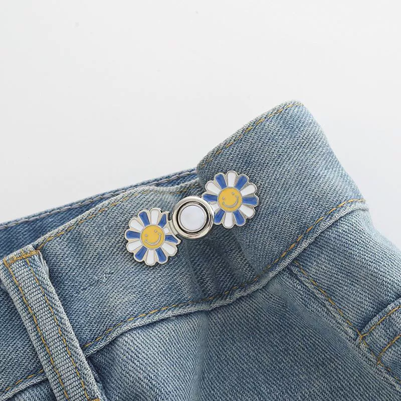 Nail-Free Removable Waist Buckle Pair, Flat-Bottom Seamless Buttons for Pants & Skirts, Assorted Designs