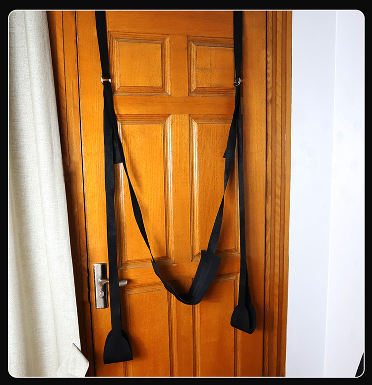 Door Swing Split-Leg Bondage Straps in Black Nylon for Adults — detail image 27