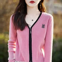 Mengyi 25, новый весенний короткий шерстяной кардиган, женский кардиган, куртка на молнии с цветочной вышивкой, небольшой модный тренд