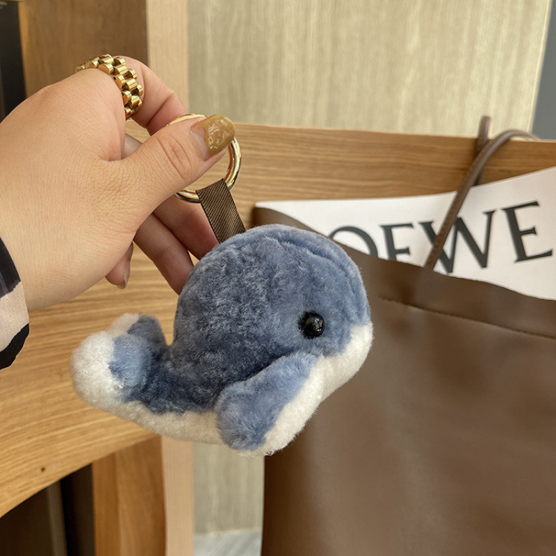 かわいいウールのイルカ車のキーホルダーレザークジラペンダントぬいぐるみ人形スクールバッグペンダントピンク|undefined
