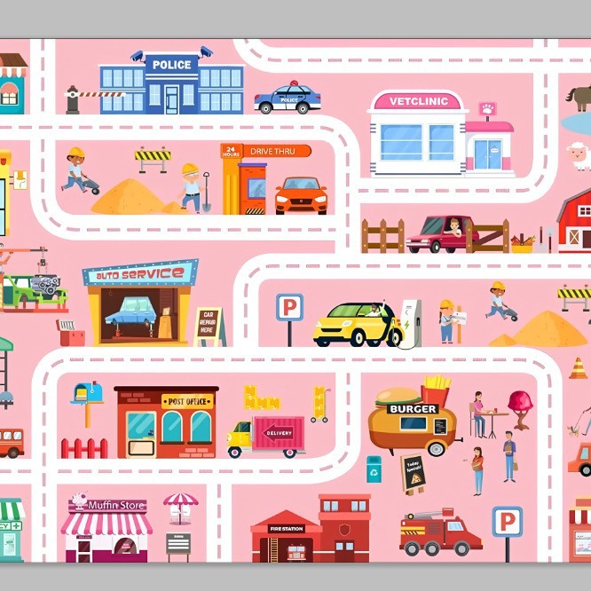 Transfronterizo Amazon Puzzle Niños Pista de dibujos animados Casa americana Sala de estar Dormitorio Manta de cabecera Manta antideslizante para balcón