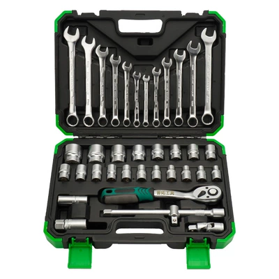 Set with Hot Wrench S2 – Mühərrik tənzimləmə alətləri - pearl-nickel-72-teeth-37pc