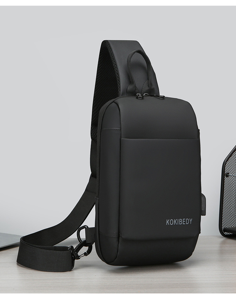 USB charging port bag, fashionable single-shoulder crossbody bag, cross-border wholesale men's chest bag, multi-functional sports chest backpack undefined