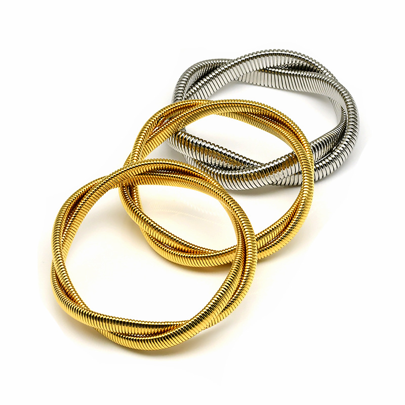 Titanium Steel Material Simple Style Commute Geometric Titanium Steel 18K Gold Plated Bangle In Bulk