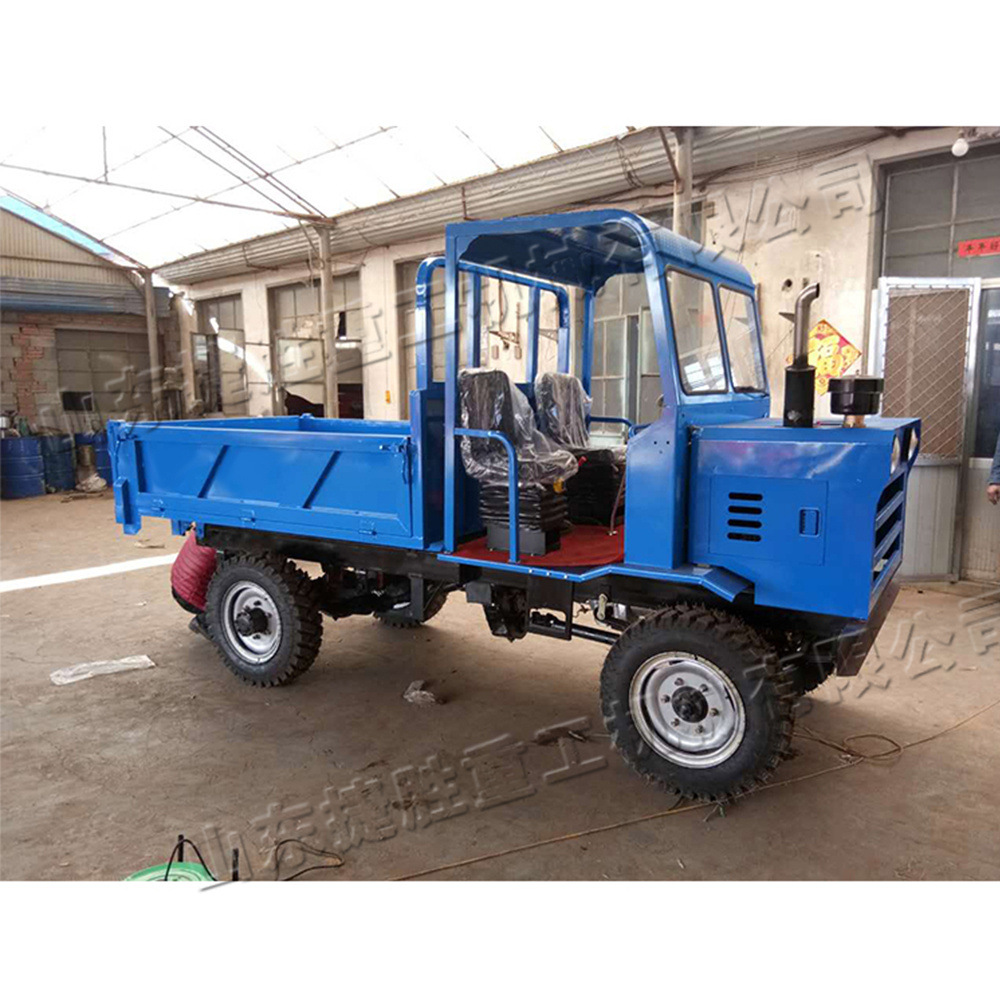 Vehículo de transporte de descarga trasera hidráulico diesel de doble techo para ingeniería de construcción, camión de tracción de tierra agrícola de montaña