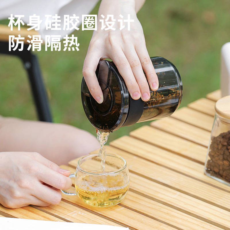 Set de cafetera de lavado de mano viaje portátil camping con escala 3 en 1 taza de filtro de café refrigerador al aire libre