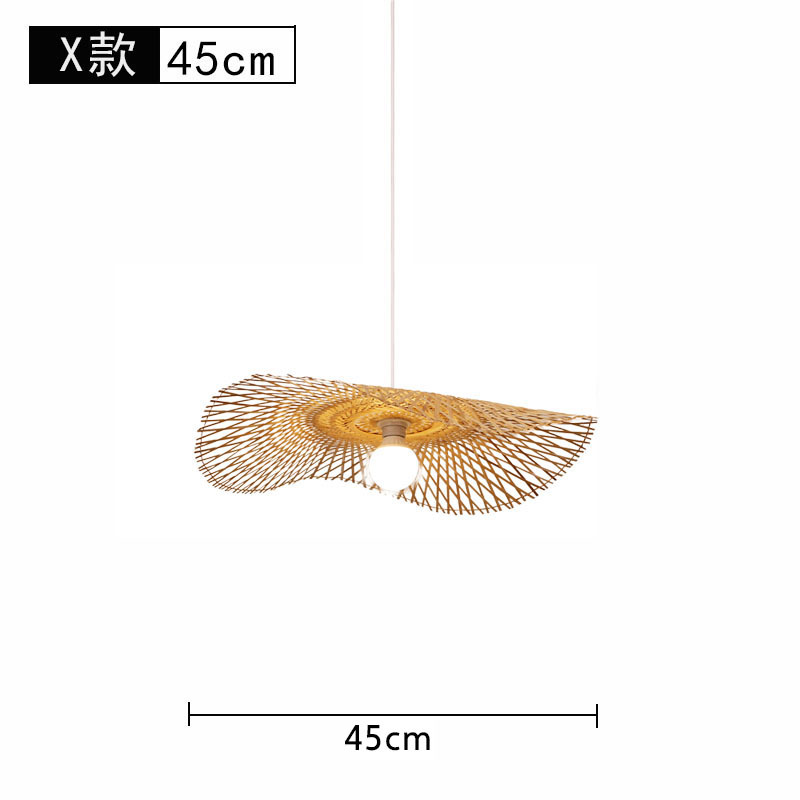 Lámpara de araña tejida de bambú Restaurante chino Lámpara de salón de té de linterna de bambú Restaurante japonés Sombrero de paja Lámpara de araña tejida de ratán B & B