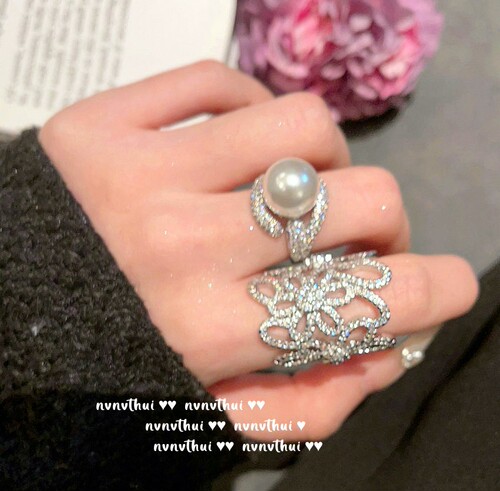 Miss Alice flower gemstone ring, bouquet, 18K gold plated, romantic floral zircon pearl ring