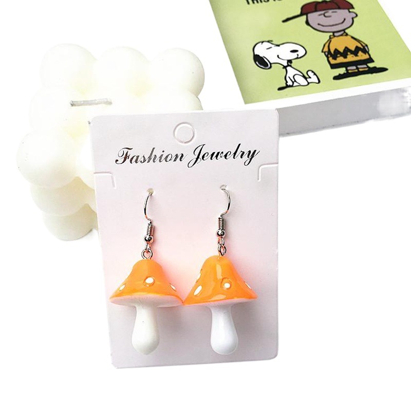 Creative handmade simple sweet earrings simulation food and play multi-color small mushroom earrings cross-border new fashion earrings