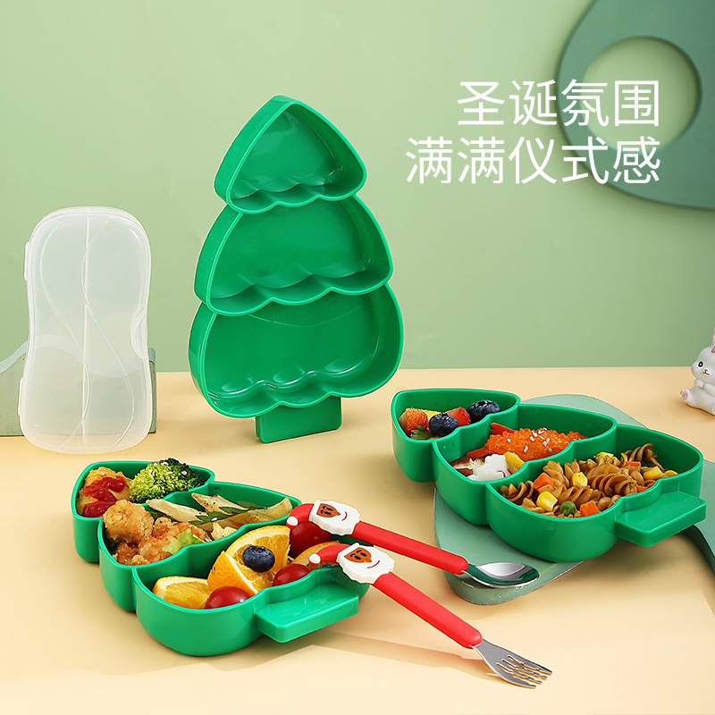 Christmas Kidsren's Spoon Eating Divided Plate Baby Food Spoon 304 Stainless Steel Baby Spoon Kidsren's Bowl Tableware