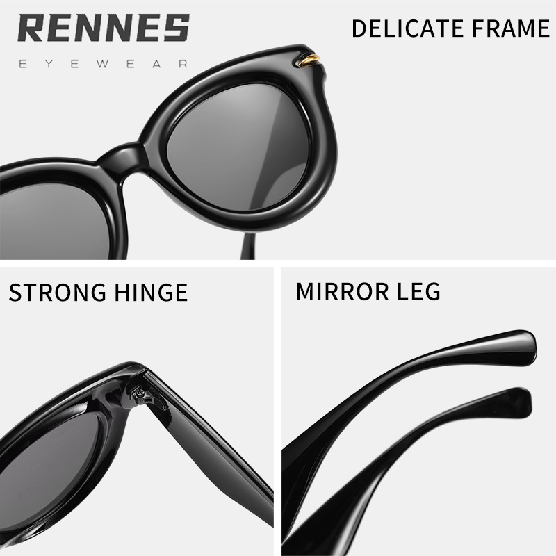 2024 celebridades de Internet europeas y americanas transfronterizas con ojos de gato retro grueso color caramelo divertido estilo de uñas de arroz gafas de moda