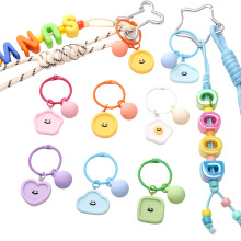 树脂糖果色马卡龙笑脸钥匙扣 手工DIY自制包包挂钩手机链钩扣配件