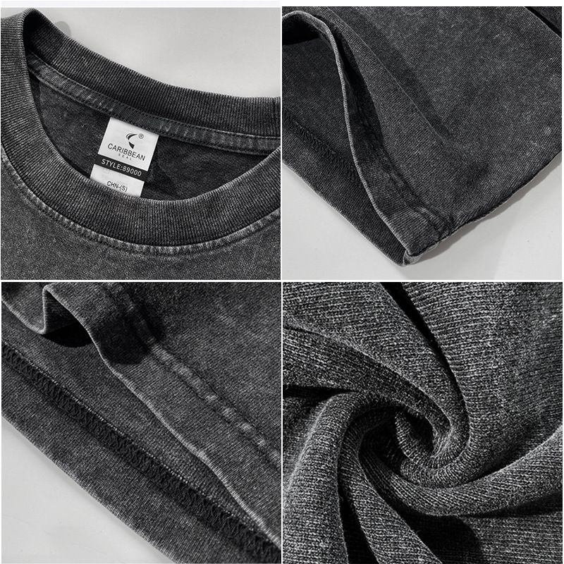 Lavado y viejo copo de nieve frito cuello redondo manga corta código europeo camisa publicitaria camisa cultural servicio de grupo servicio de clase camiseta de algodón personalizado