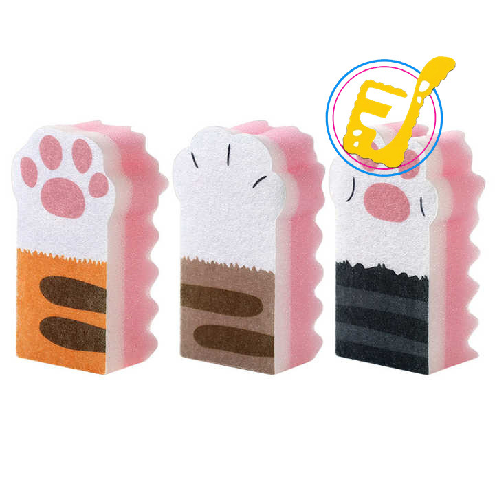 Impresión de dibujos animados estropajo compuesto nano esponja para lavar platos limpiar la cocina para eliminar las manchas de aceite bloque de esponja absorbente de agua