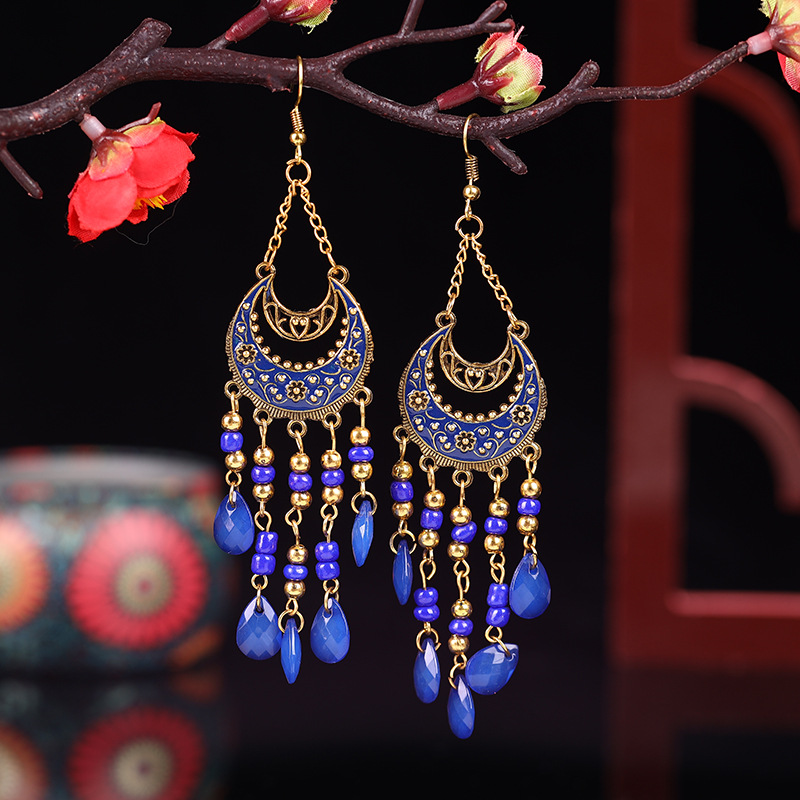 1 Pair Bohemian Moon Alloy Plating Women's Drop Earrings display picture 4