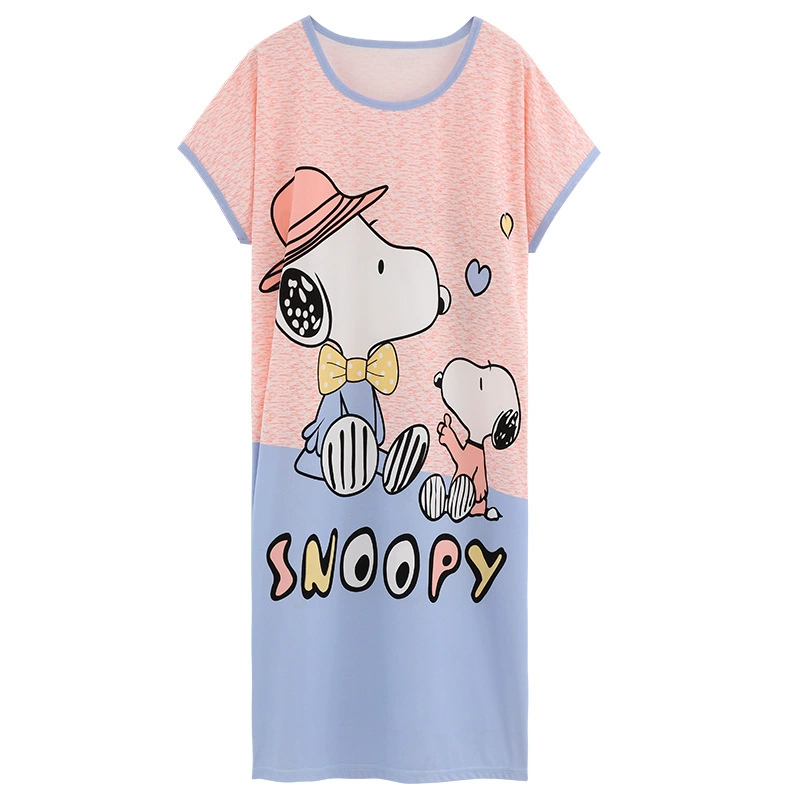 Pijama, юбка в стиле мультфильм, длинное платье, с коротким рукавом, до mid-роста