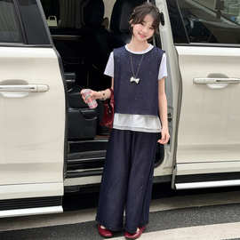 女童春装牛仔套装2026新款儿童韩系超好看穿搭大童女孩时髦三件套