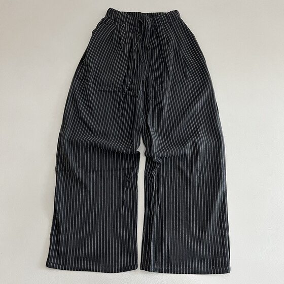 20% Linen Upper Body Lightweight Breathable Striped Wide-Leg Pants Summer New Loose Versatile Lazy Style Long Pants for Women