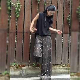 2026夏季新款韩版波点阔腿裤女显瘦百搭休闲慵懒风长裤洋气范