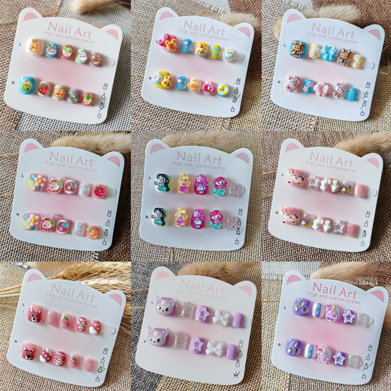 Children's Nail Stickers Are Purely Handmade, Cartoon Removable Anti-Biting Nail Stickers, Cute Nail Stickers for Girls Aged 3-6-10 Years Old